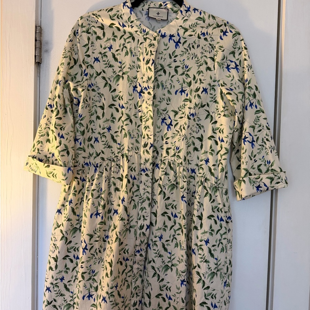Tuckernuck Royal Shirt Dress Cream Lapis and Iris